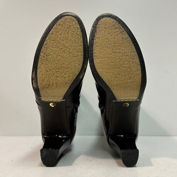 WORN TWICE Aquatalia Women's Burgundy Patent Leather Boots Heels Size Zip 10 - Picture 13 of 15